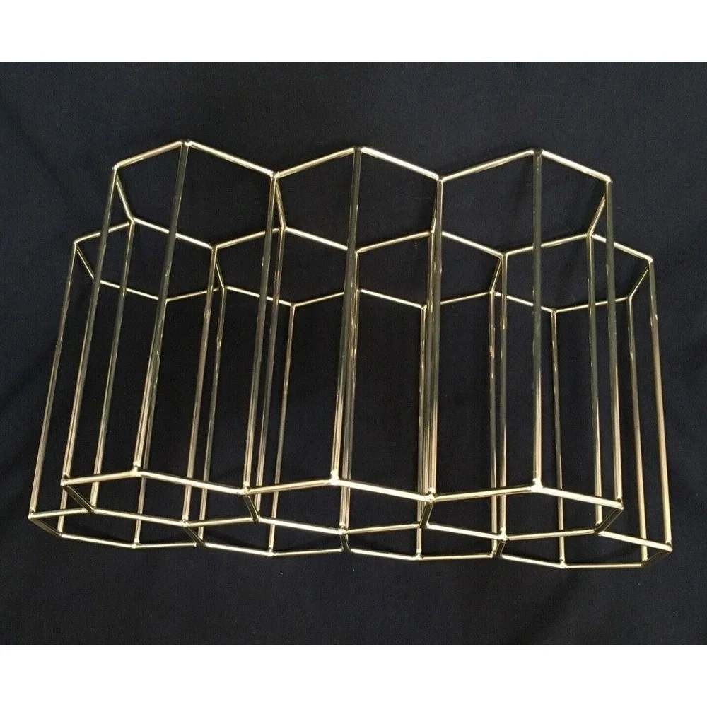 MCM‎ Geometric Gold Wine Rack Freestanding Bottle Holder Wine Rack 7 Bottle